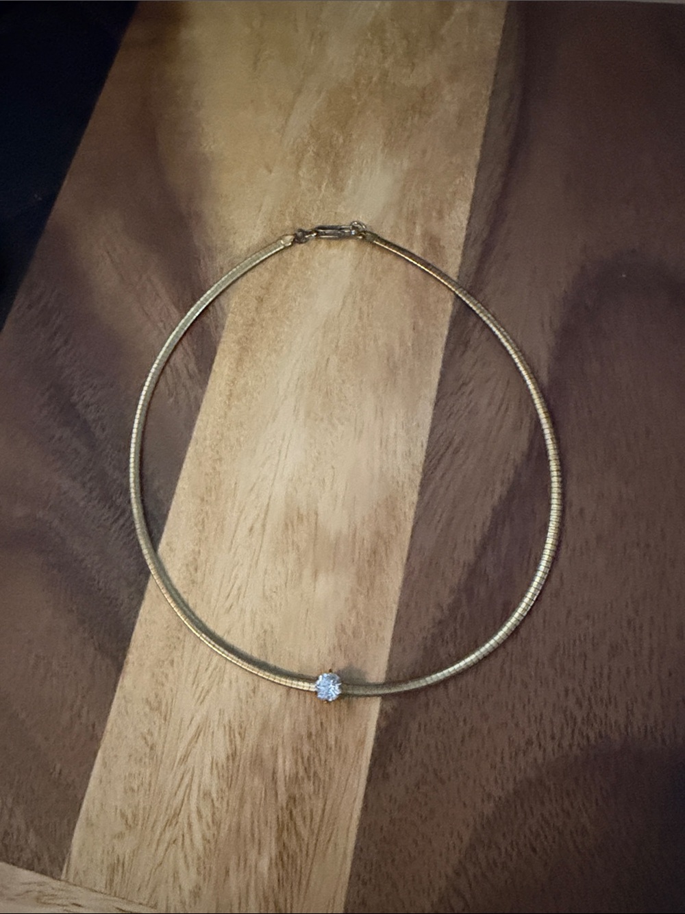 Omega Gold Tone Collar Necklace with Clear Stone